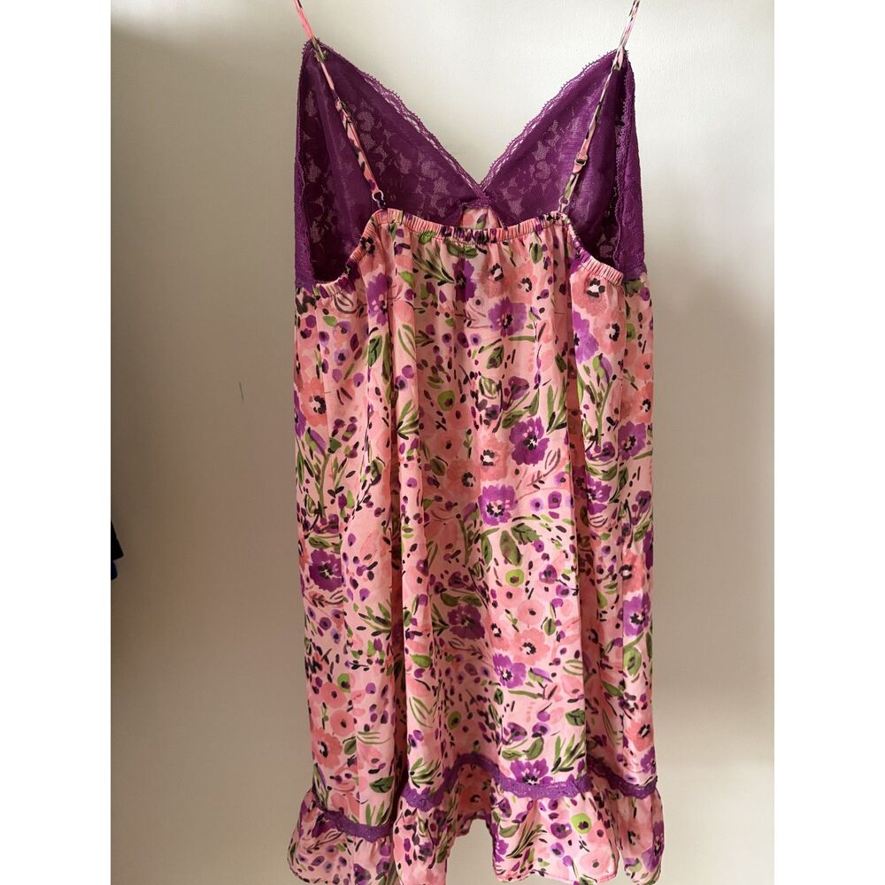 Y2K Floral Lace Chemise Slip Dress Nightgown Pink Purple | Small | NWOT - Picture 9 of 13